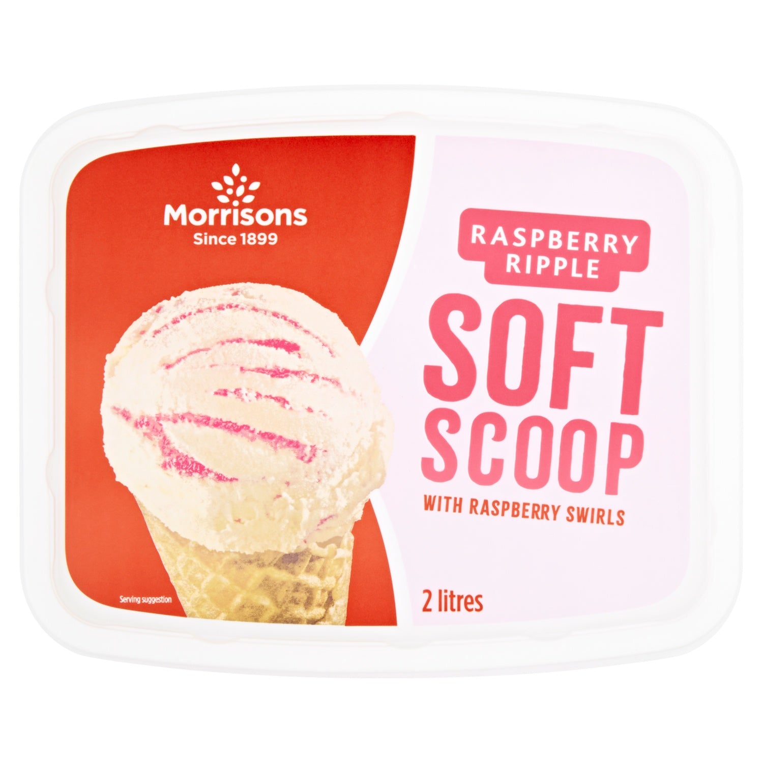 Morrisons Soft Scoop Ice Cream Raspberry Ripple 2L