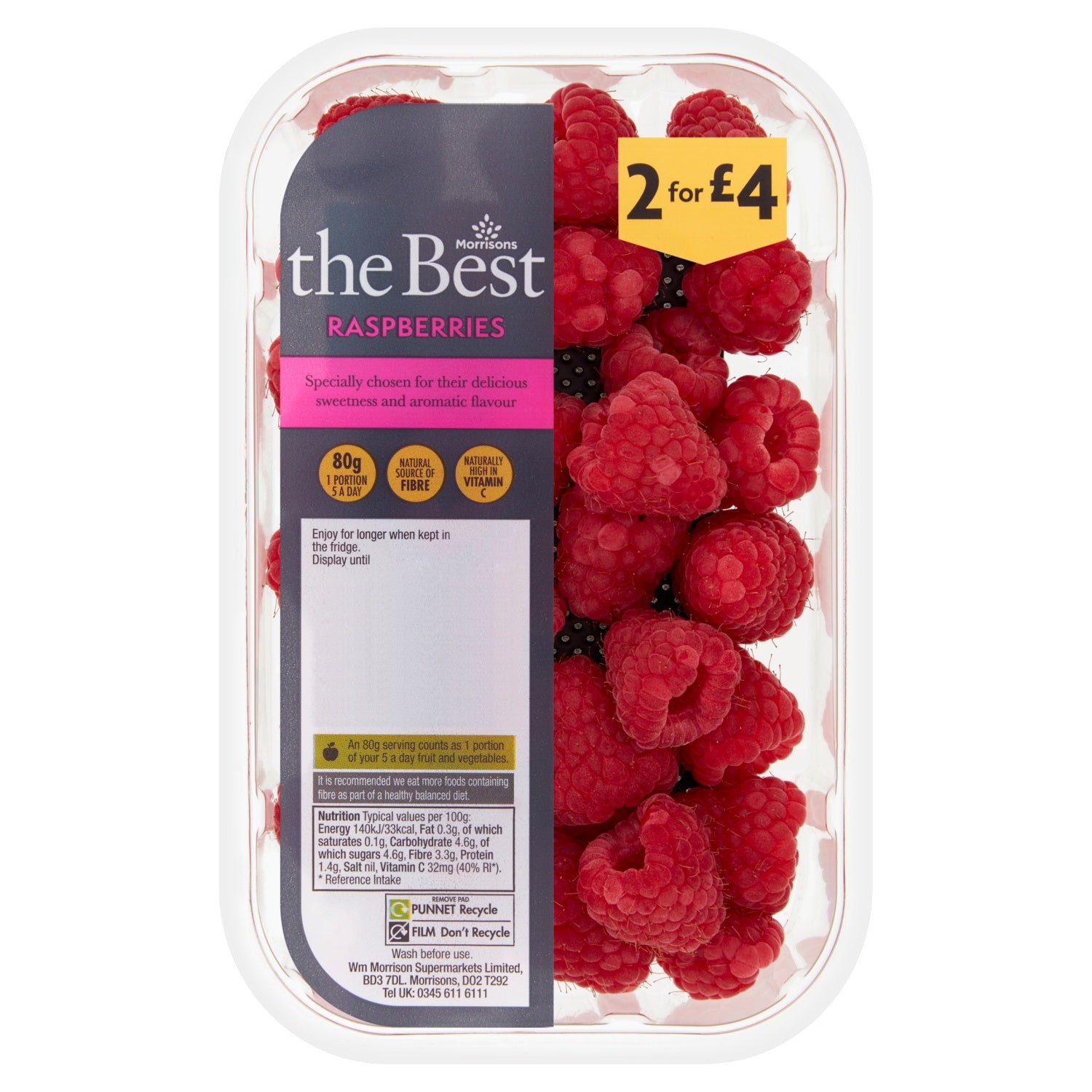 Morrisons The Best Raspberries 150g.