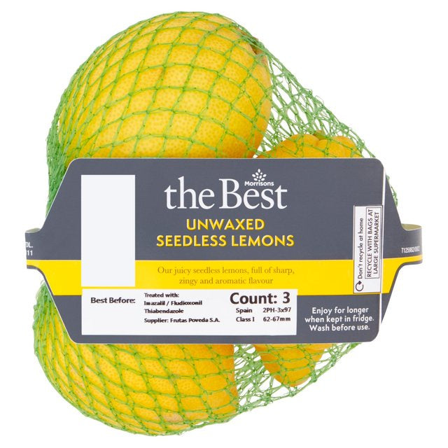 Morrisons The Best Seedless Unwaxed Lemons 3 pk