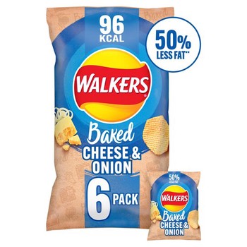 Walkers Oven Baked Cheese & Onion Crisps 6 x 22g