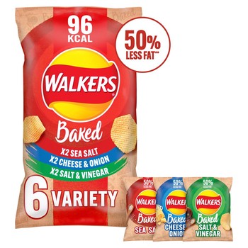 Walkers Oven Baked Variety Crisps 6 x 25g