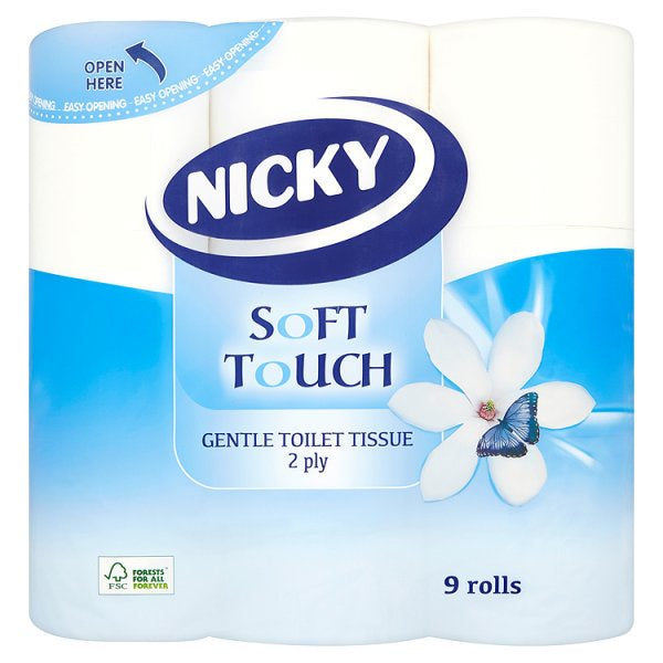 Nicky 9 Roll Toilet Tissues Soft Touch White