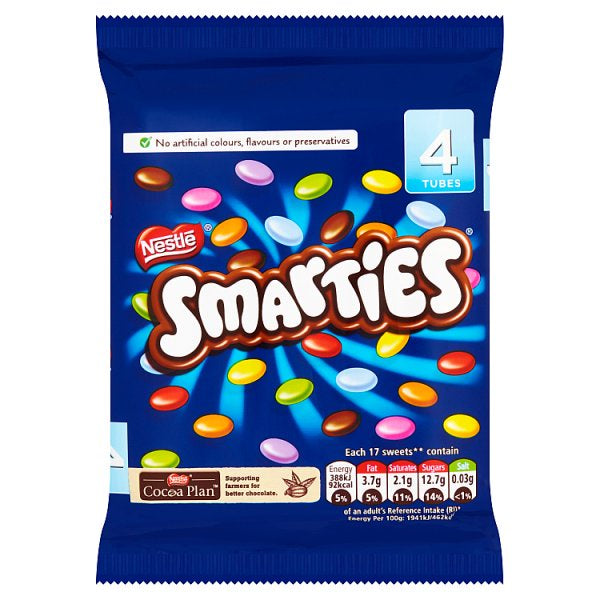 Smarties Tube 4 Pack 136g