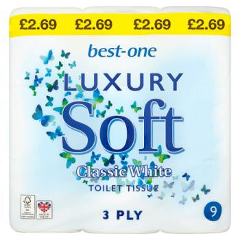 Best-One Toilet Tissue 9 Luxury Soft Classic White 3ply