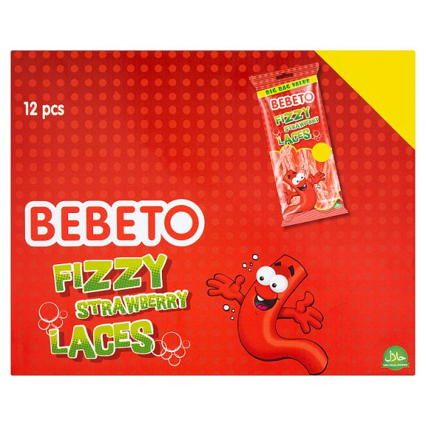 Bebeto Fizzy Strawberry Laces 12Pc 220g