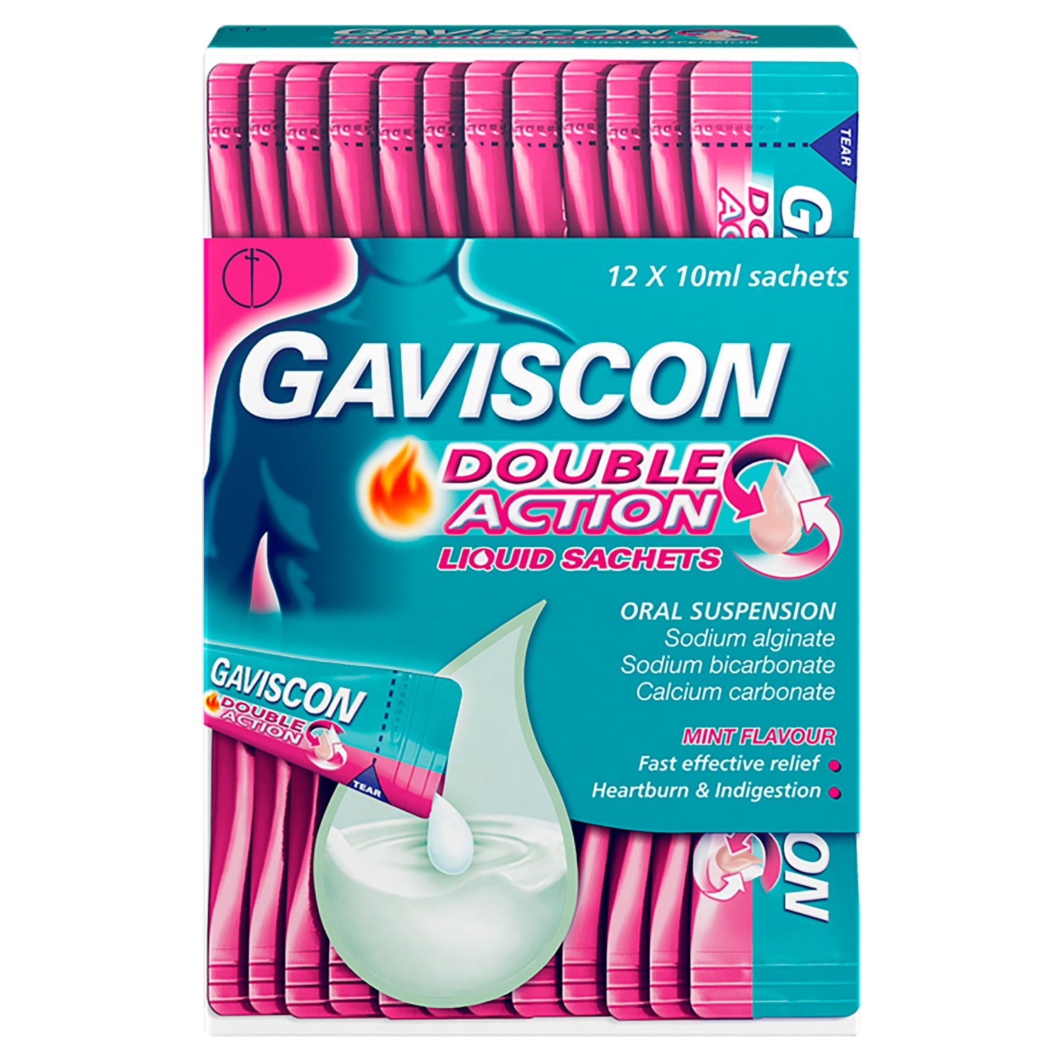 Gaviscon Double Action Mint Liquid Sachets 12 x 10ml