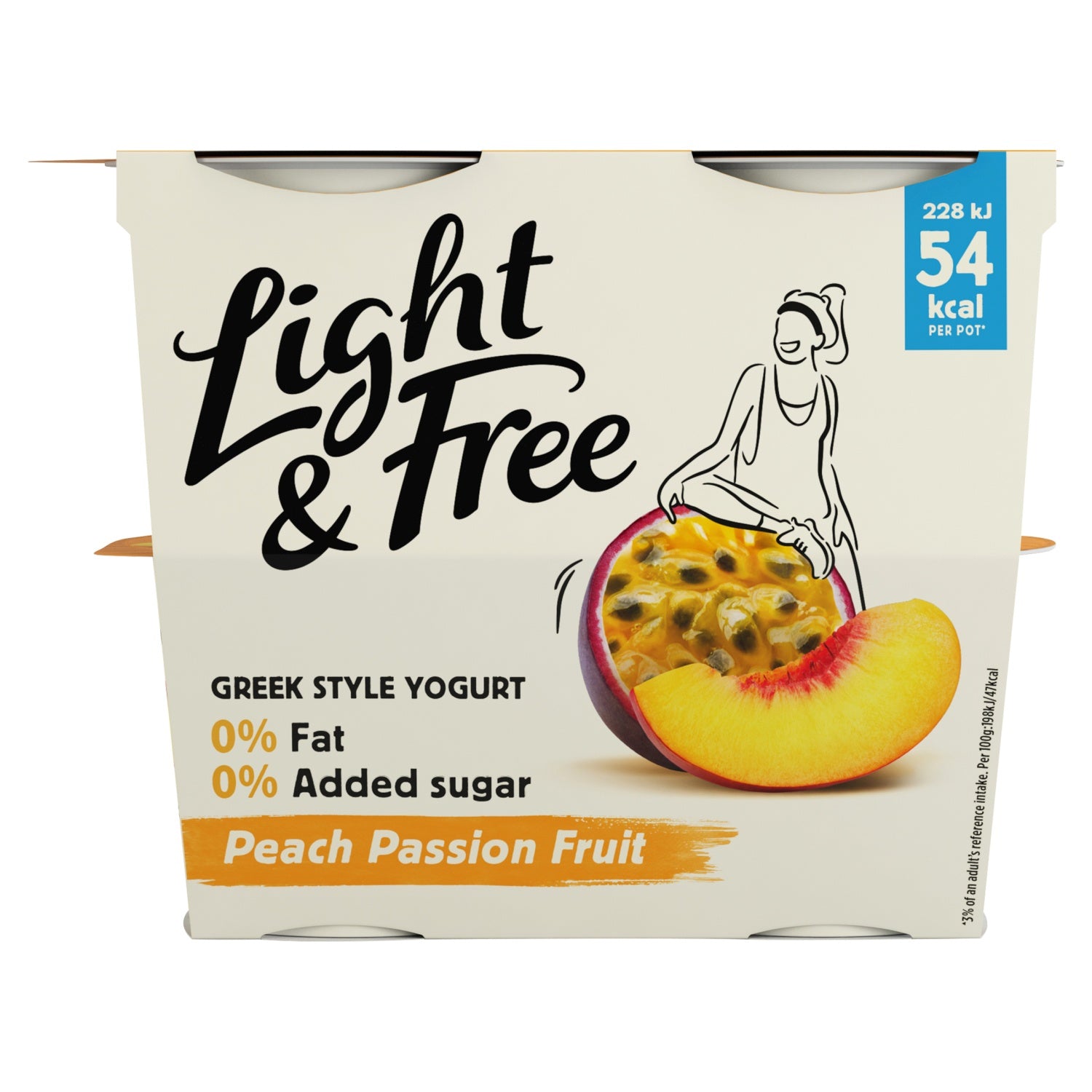 Light & Free Greek Style Peach Passionfruit Yogurt 4 x 115g