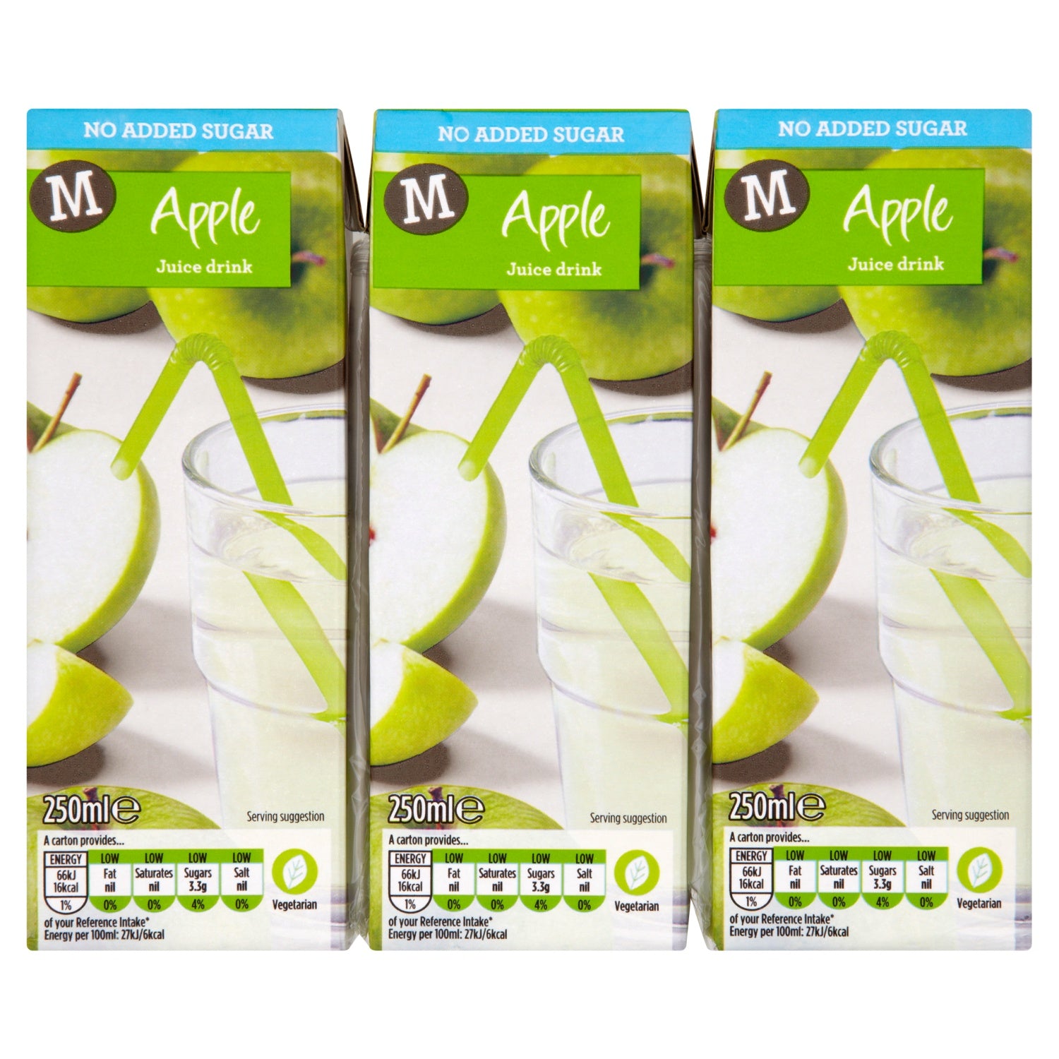 Morrisons No Add Sugar Apple Juice 3 x 250ml