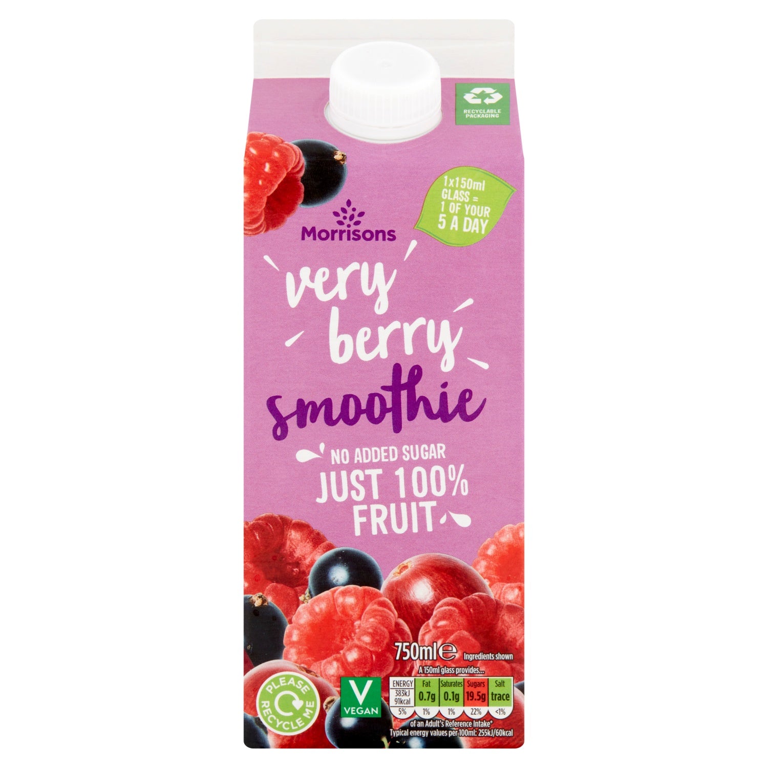 Morrisons Nourish Revitalise Apple Raspberry Burst Super Smoothie 750ml