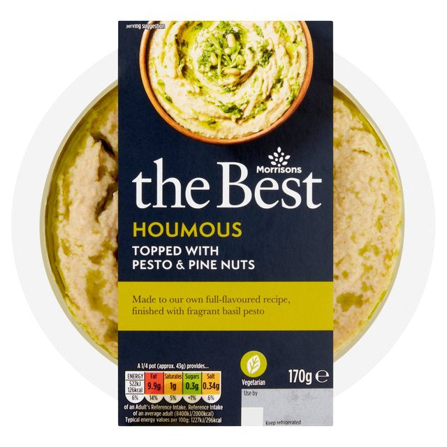 M The Best Houmous Topped With Pesto Pine Nuts