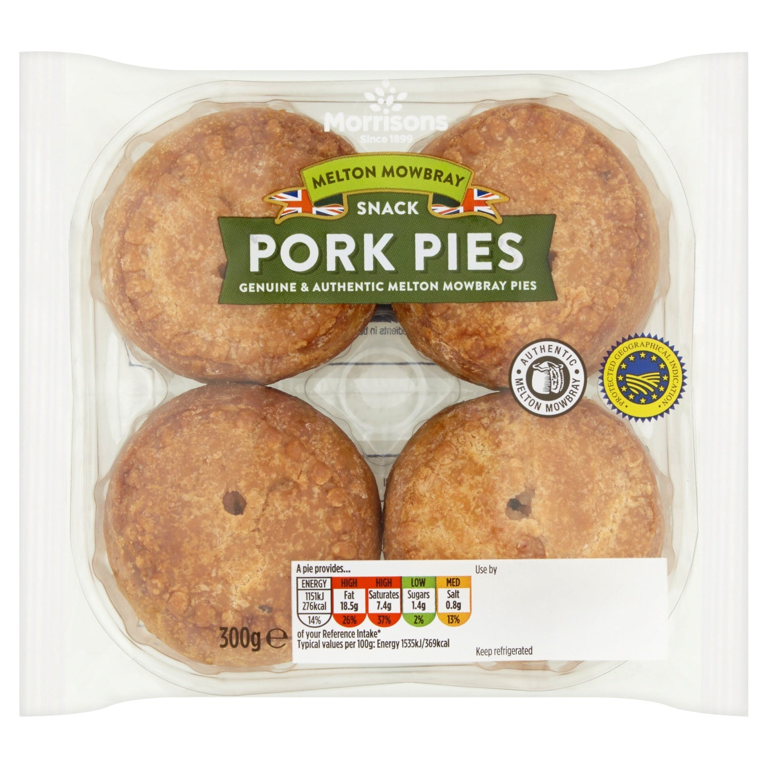 Morrisons Melton Mowbray Snack Pork Pies 4X75g