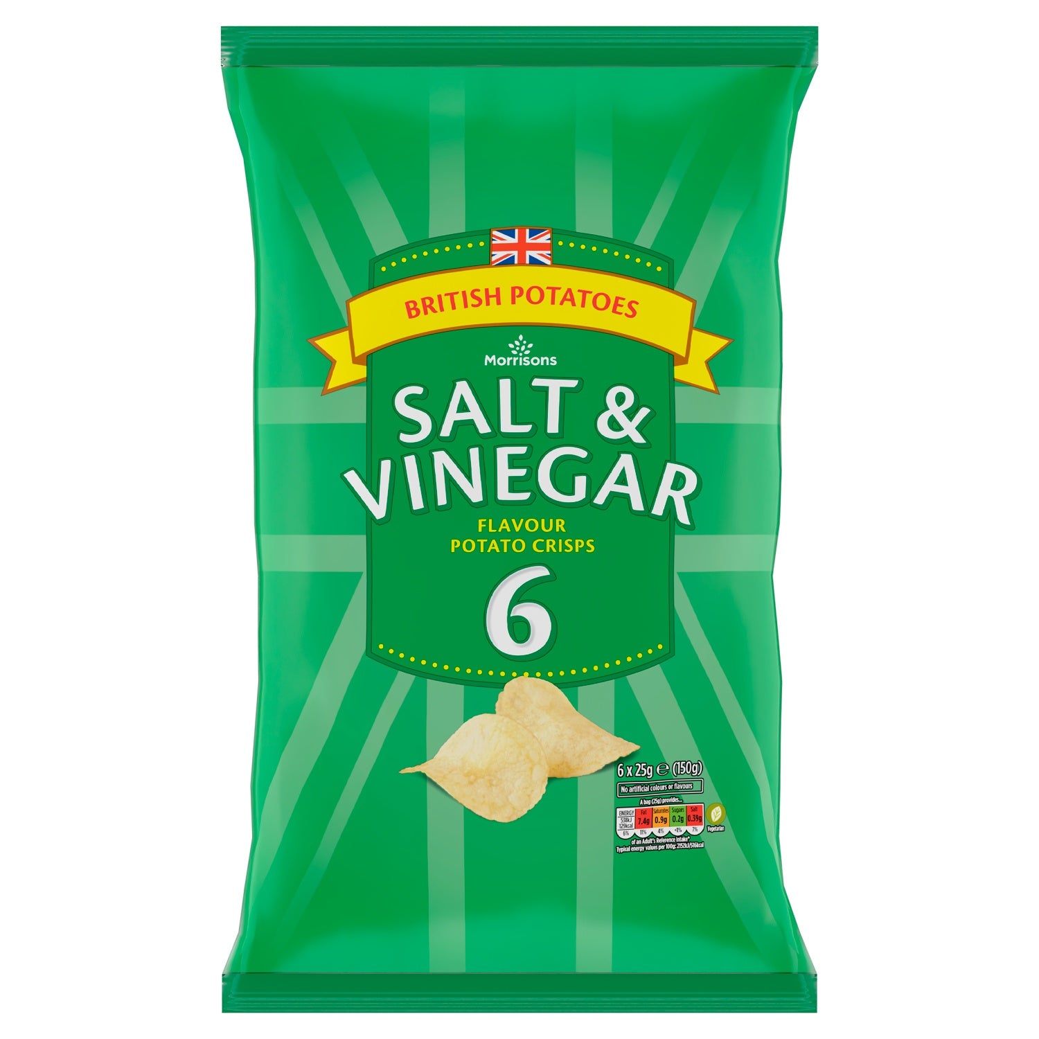 Morrisons Salt & Vinegar Crisps 6 x 25g