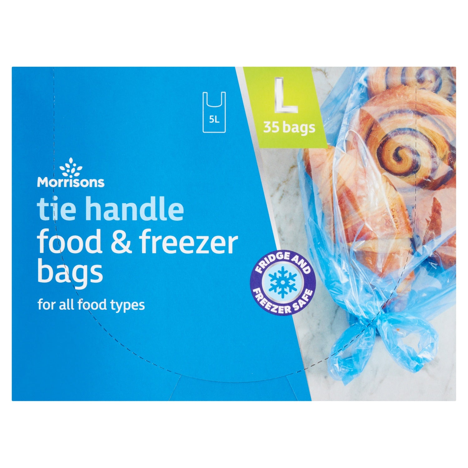 Morrisons Tie Handle Food & Freezer Bags Large 35pk