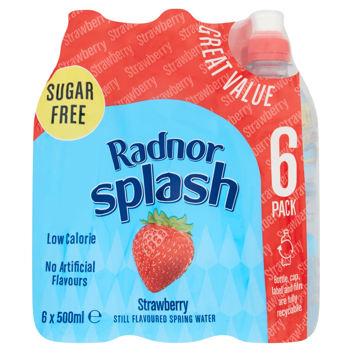 Radnor Splash Still Strawberry Spring Water 6 x 500ml