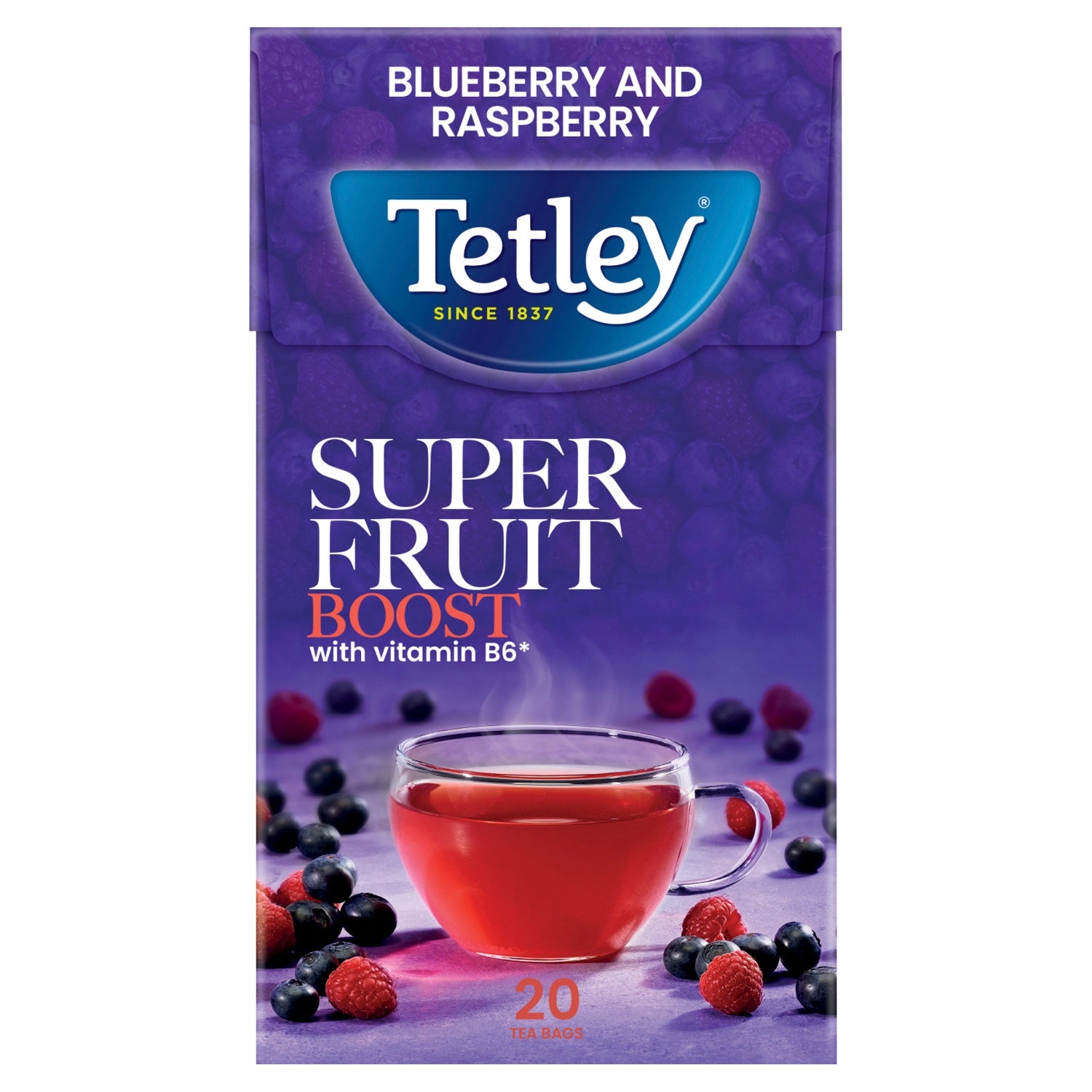 Tetley Super Fruit Vitamin B Blueberry & Raspberry 20 Tea Bags
